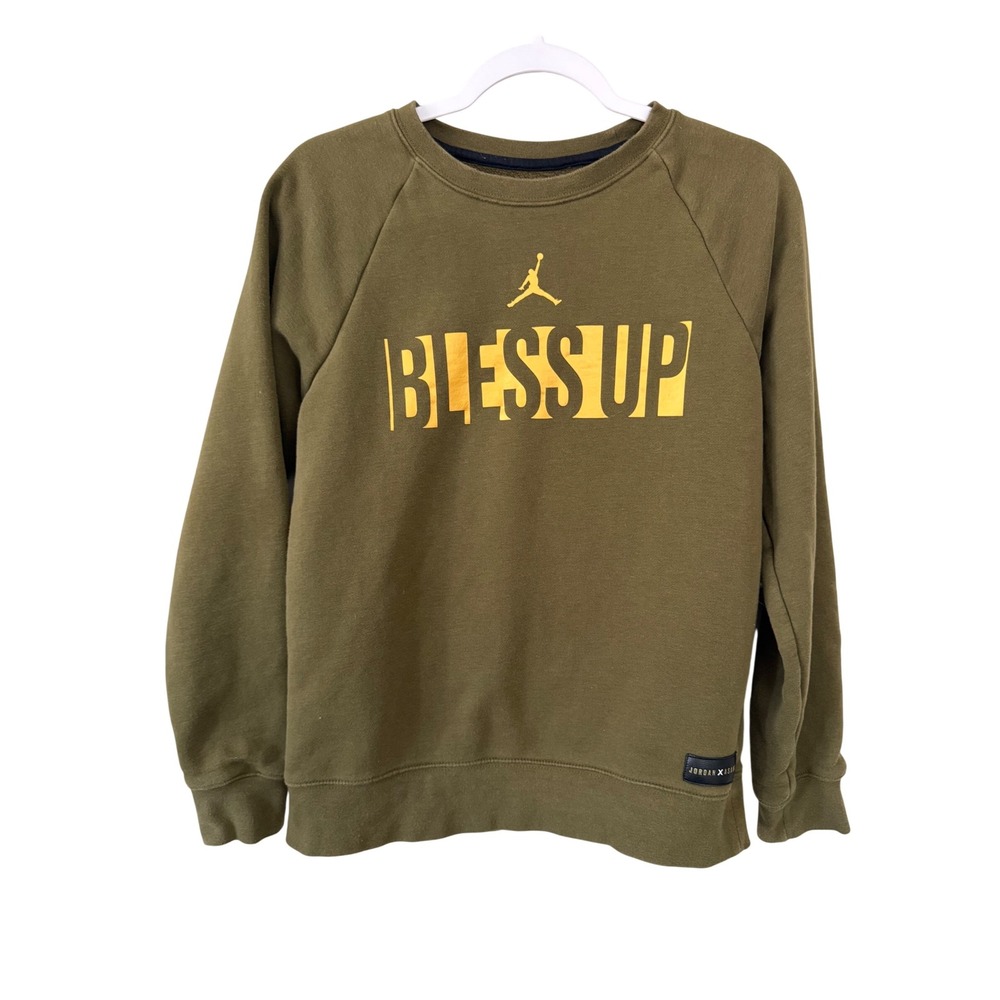 Jordan x ASAHD Bless Up Olive Green Pullover‎ Sweatshirt Kids XL